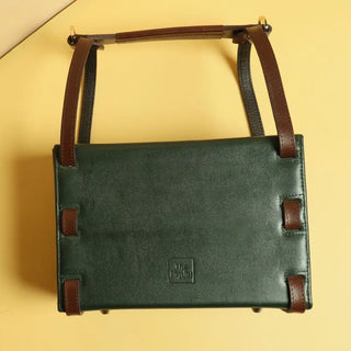 Box Crossbody Handbag in Dark Green: Luna