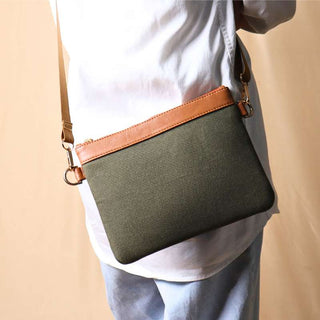 Crossbody Canvas Sling Bag in Dark Green