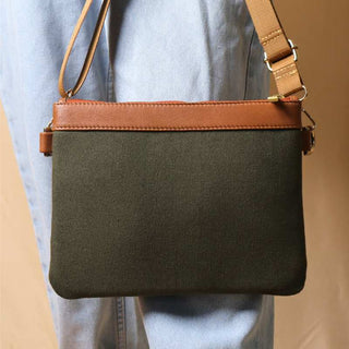 Crossbody Canvas Sling Bag in Dark Green