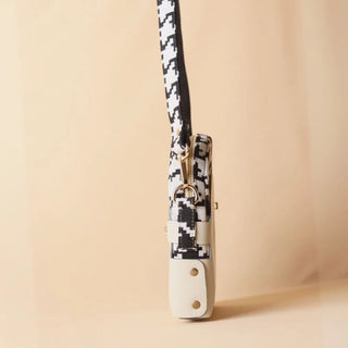 Houndstooth Canvas and Off-White Leather Crossbody Sling: Olivia