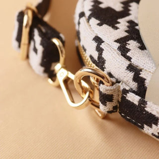Houndstooth Canvas and Off-White Leather Crossbody Sling: Olivia
