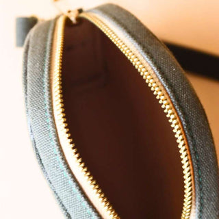 Dark Green Canvas and Maroon Leather Crossbody Sling: Olivia