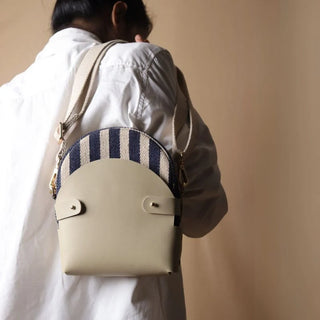 Stripe Canvas and Off-White Leather Crossbody Sling: Olivia