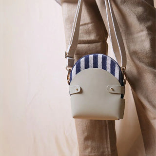 Stripe Canvas and Off-White Leather Crossbody Sling: Olivia