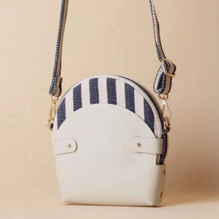 Stripe Canvas and Off-White Leather Crossbody Sling: Olivia