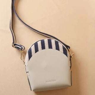 Stripe Canvas and Off-White Leather Crossbody Sling: Olivia
