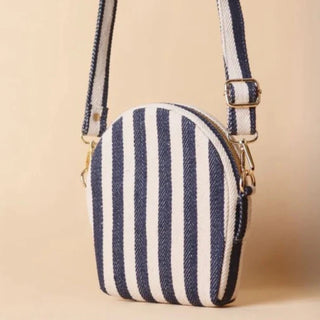 Stripe Canvas and Off-White Leather Crossbody Sling: Olivia