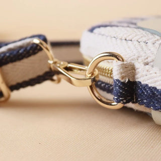 Stripe Canvas and Off-White Leather Crossbody Sling: Olivia