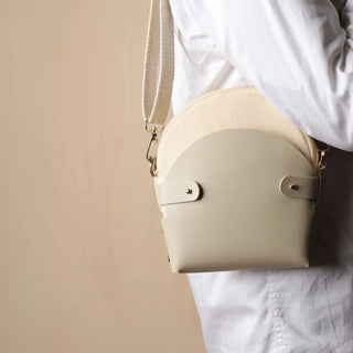 Off-White Canvas and Leather Crossbody Sling: Olivia