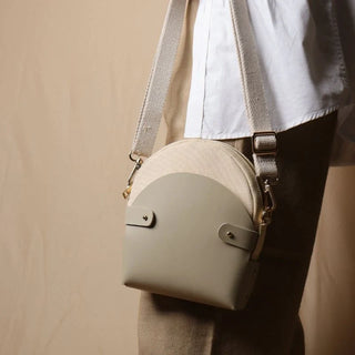 Off-White Canvas and Leather Crossbody Sling: Olivia
