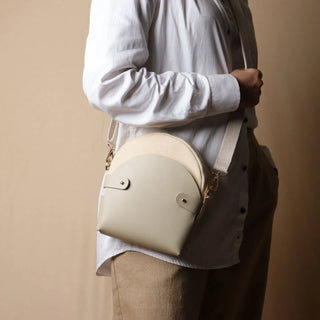 Off-White Canvas and Leather Crossbody Sling: Olivia
