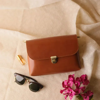 Minimalist Luxury Crossbody Sling Bag for Women in Tan: Sophie