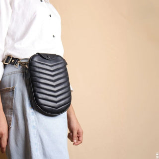Small Black Shoulder Sling Pouch Bag: Beetle