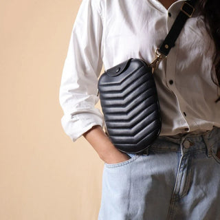 Small Black Shoulder Sling Pouch Bag: Beetle