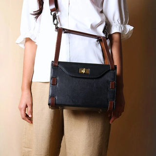 Evening Box Shoulder Bag and Handbag in Black: Luna