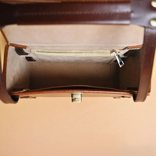 Structured Box Shoulder Handbag in Tan: Luna