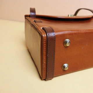 Structured Box Shoulder Handbag in Tan: Luna