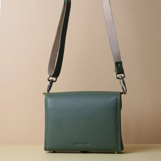 Crossbody Box Sling Bag in Olive Green: Belle