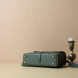Crossbody Box Sling Bag in Olive Green: Belle
