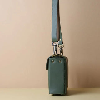 Crossbody Box Sling Bag in Olive Green: Belle
