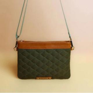 Canvas and Leather Pouch Sling Large Dark Green