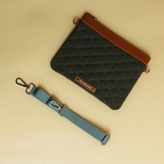 Canvas and Leather Pouch Sling Large Dark Green