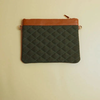 Canvas and Leather Pouch Sling Large Dark Green