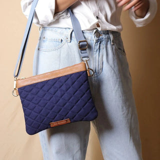 Navy Blue Canvas Quilted Pouch Sling