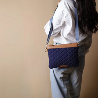 Navy Blue Canvas Quilted Pouch Sling