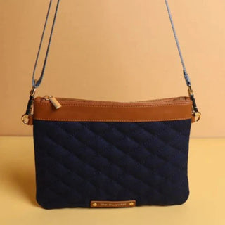 Navy Blue Canvas Quilted Pouch Sling