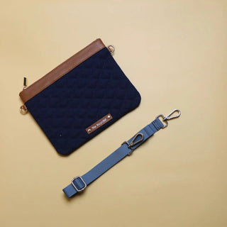 Navy Blue Canvas Quilted Pouch Sling
