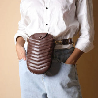 Quilted Crossbody Sling Purse in Brown