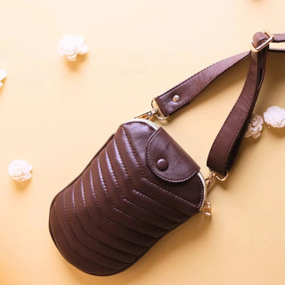 Quilted Crossbody Sling Purse in Brown