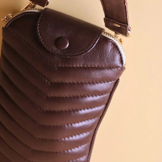 Quilted Crossbody Sling Purse in Brown
