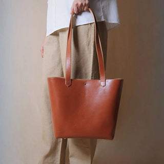 Medium Tote Handbag in Classic Tan: Lilly