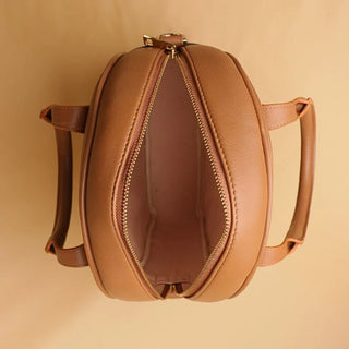 Canvas and Leather Shoulder Bag: Zora in Tan and Dark Green