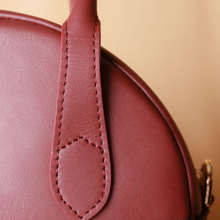 Canvas and Leather Shoulder Bag: Zorah in Maroon and Deep Blue