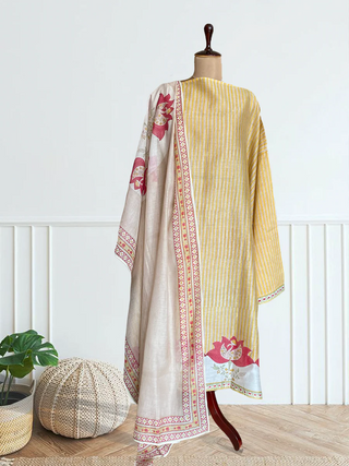 Saraswati Crimson - Semi Stitched Set